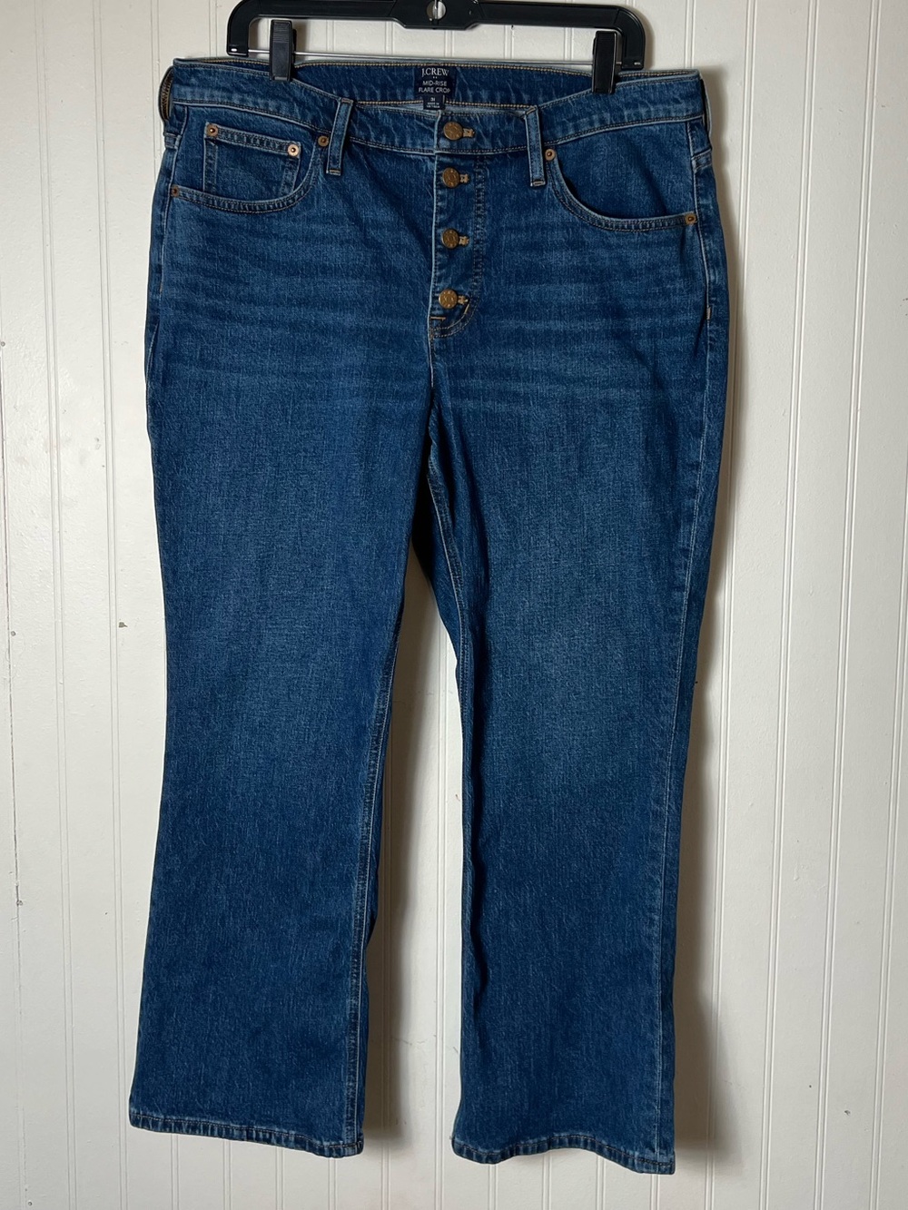 J Crew Mid Rise Flare Crop Jeans